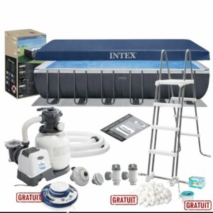 Piscine ULTRA XTR  732x366x132cm ÉCHELLE + FILTRE A SABLE + COUVERTURE  + TAPIS DE SOL INTEX 26364