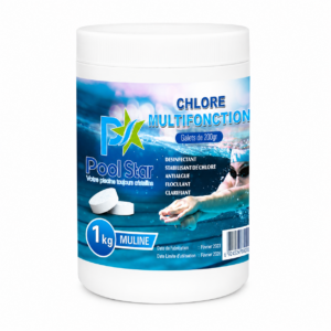 Chlore piscine multifonctions seau de 1 kg blanc - Pool Star