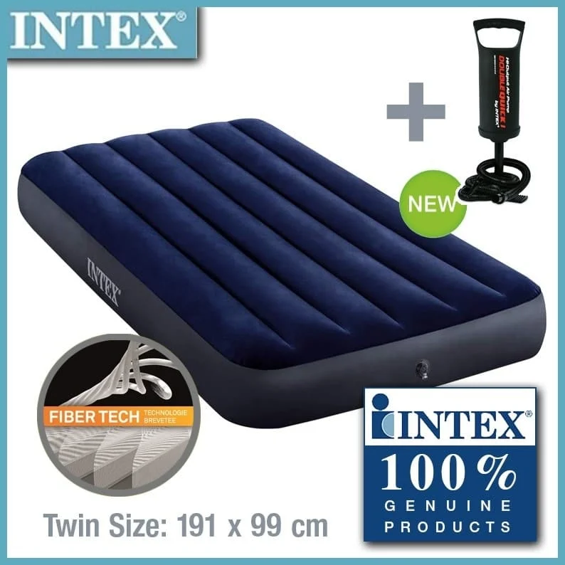 Intex 64757 - Matelas Gonflable Downy Classic Fiber Tech une Place + pompe