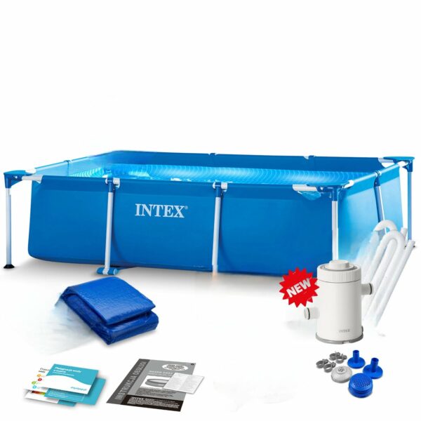 Piscine Metal Intex rectangulaire 2,60x1,60x0,65 m + pompe + couverture  28271