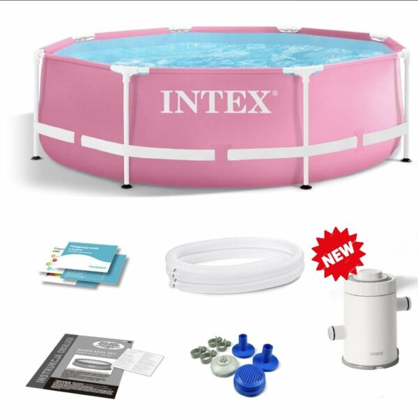 Piscine metal frame tubulaire rose ronde 2,44x0,76m Intex 28292