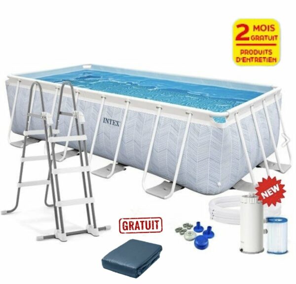 Grande Piscine Tubulaire rectangulaire Chevron 4x2x1m Intex 26780np