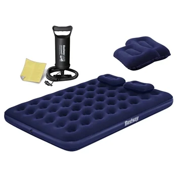 Bestway 67374 Matelas gonflable camping Pavillo™ 2 places 191 x 137 x 22 cm avec pompe à main  +2 oreillers