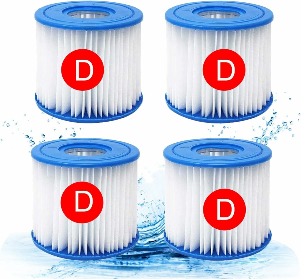 Lot De 4 Filtres De Piscine Type D (VII) Pour Summer Waves - Dimensions 107x95 Mm - Pour Piscine Gonflable, Spa