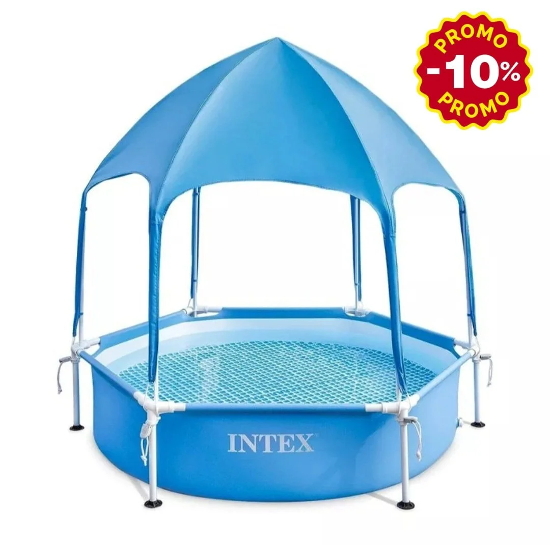 Piscine Ronde Avec Parasol Canopy Metal Frame 183 x 38 cm Intex 28209