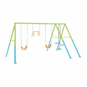 Portique-balançoire couleurs 4 agrès face à face anneaux et 2 balançoires INTEX 44130