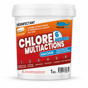 CHLORE MULTIACTIONS 1KG – 6 ACTIONS PISCINESHOP