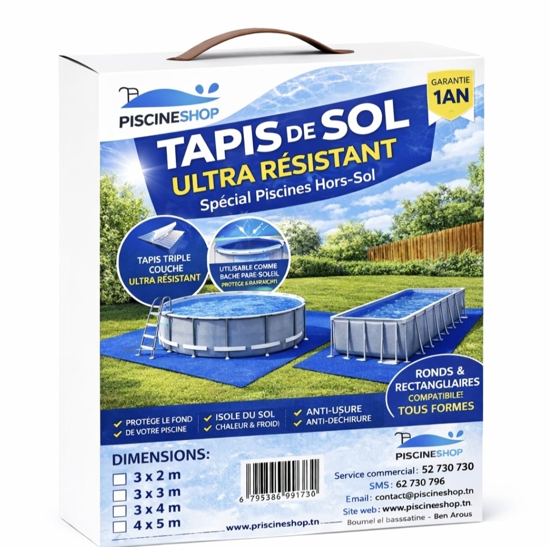 TAPIS DE SOL ULTRA RÉSISTANT POUR PISCINE HORS-SOL PISCINESHOP 6M ×5M