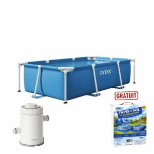 Piscine Metal Frame Junior rectangulaire 2,20 x 1,50 x 0,60 m + tapis de sol + pompe de filtra c330 INTEX 28270NP