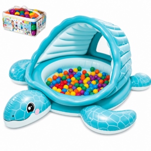 Piscine gonflable pour enfants Intex 48677 Tortue (218 x 206 x 97 cm) avec toit, 100 balles