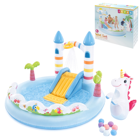 Château aquatique avec licorne et toboggan, arroseur automatique, 196 x 178 x 127 cm, Intex 56148NP – Image 10